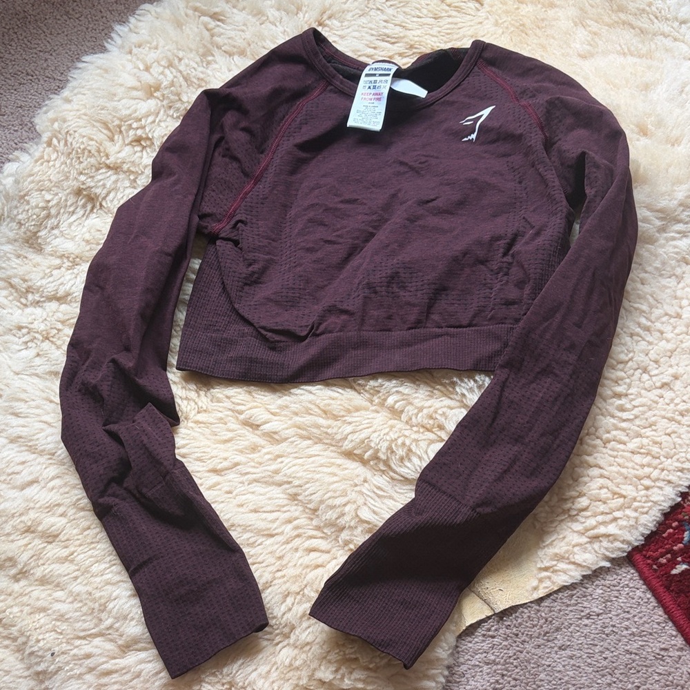 Gymshark Dark Maroon Long Sleeve Crop Top